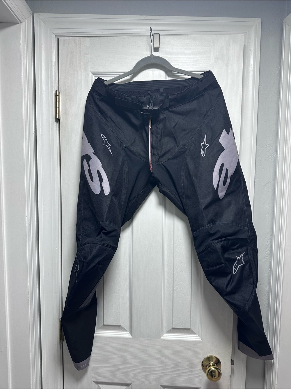Alpinestars Black Men's Motorcycle Pants with Silver Logos
